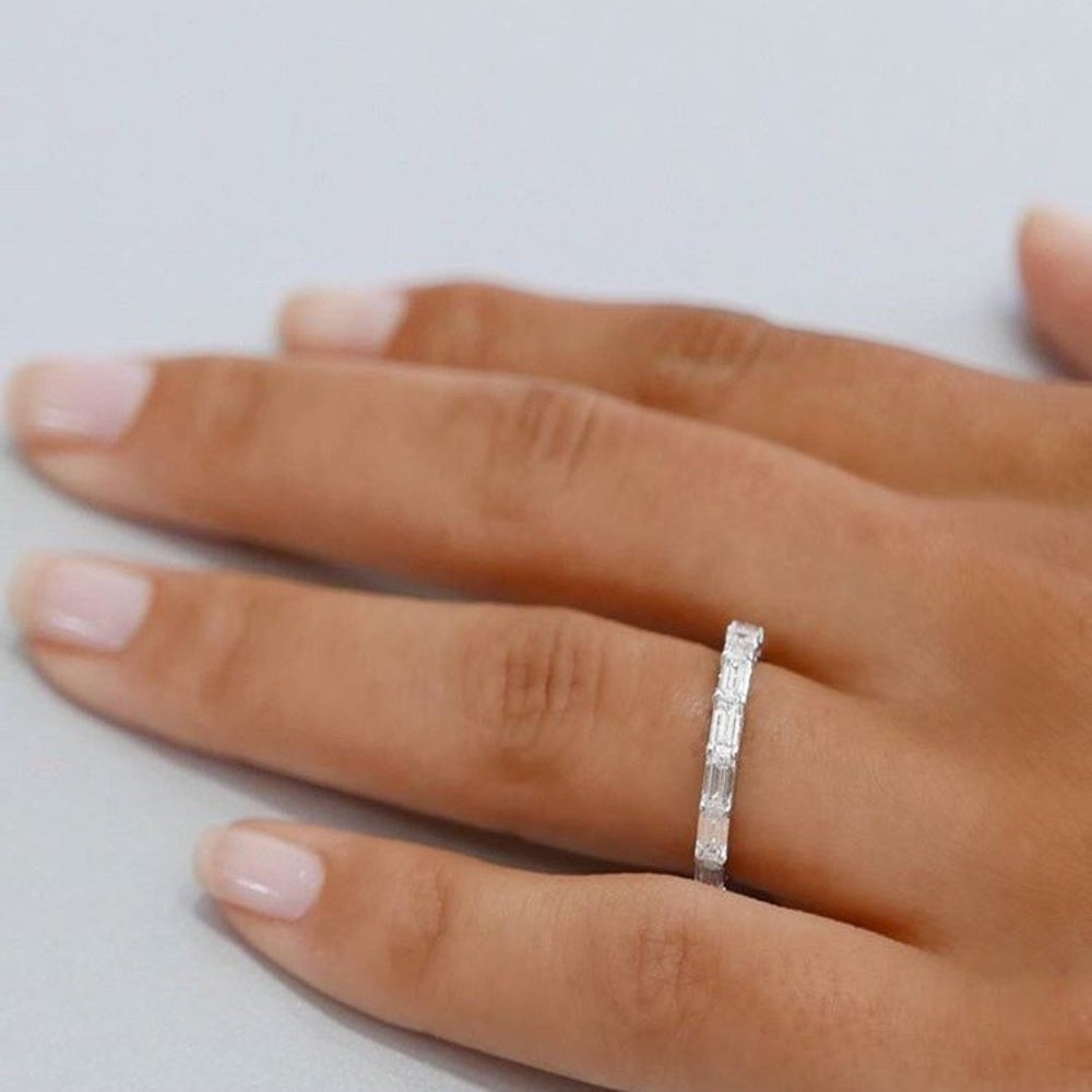 Horizontal Emerald Cut Diamond Eternity Band